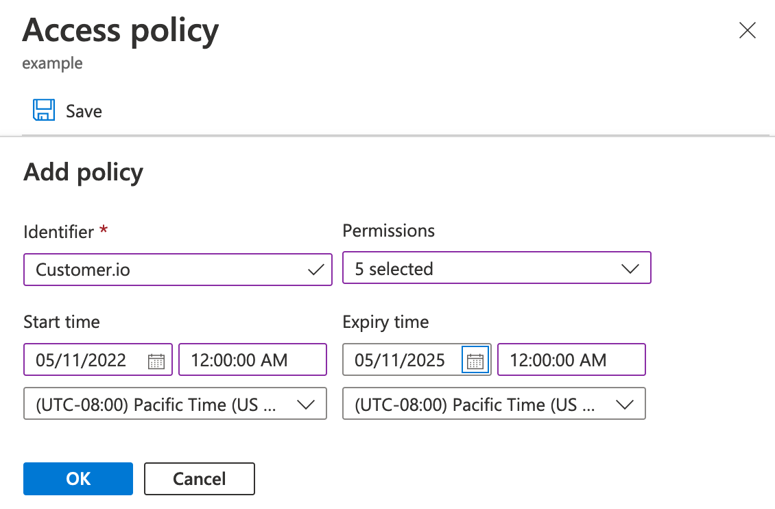 Create your access policy in MS Azure