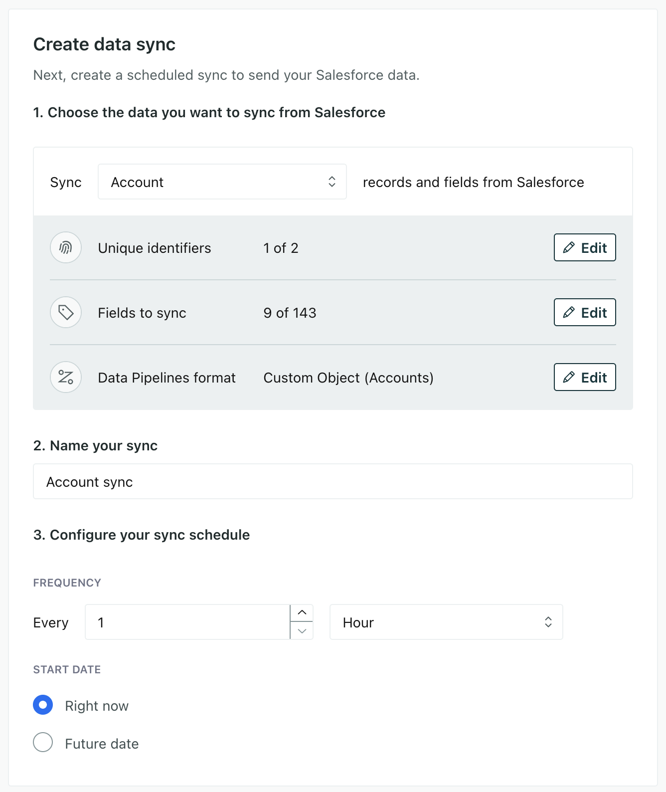 Set up your first Salesforce sync