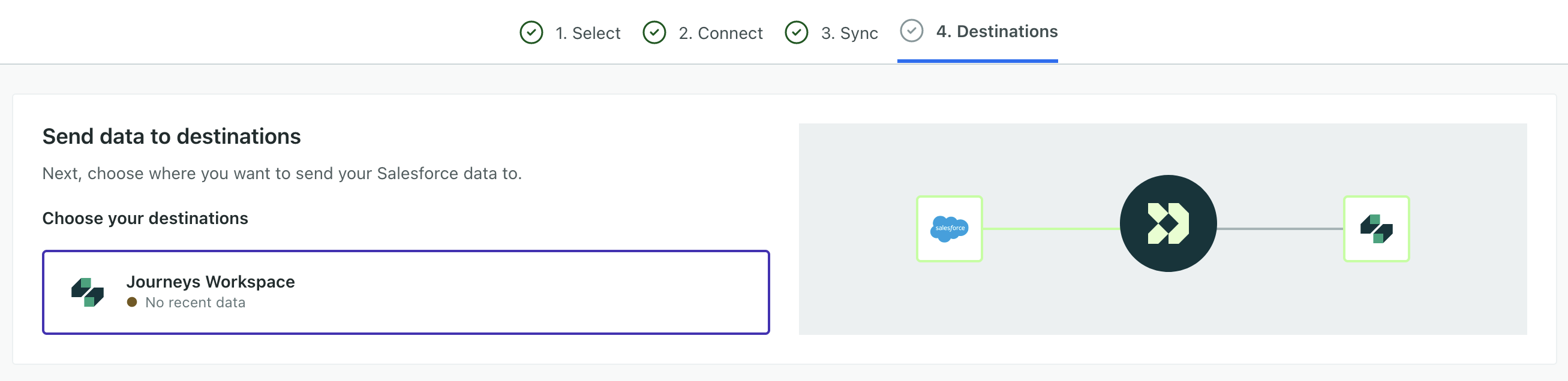 Select the destinations you want to connect to your salesforce source