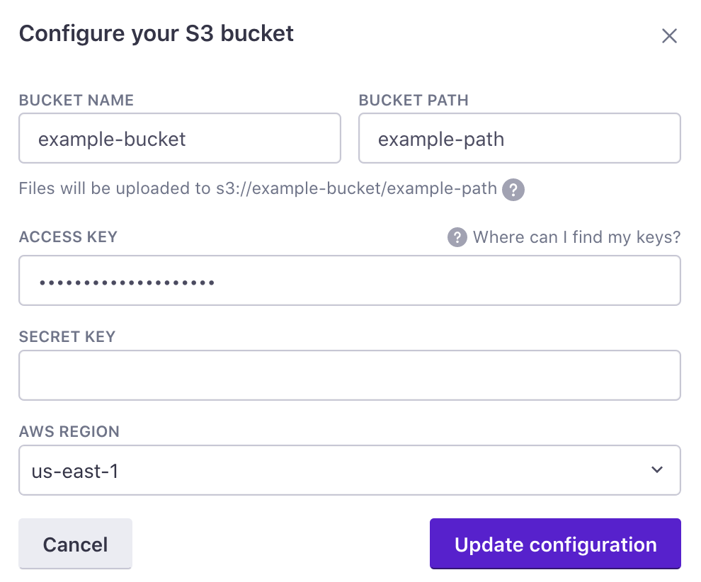 Edit your data warehouse bucket configuration