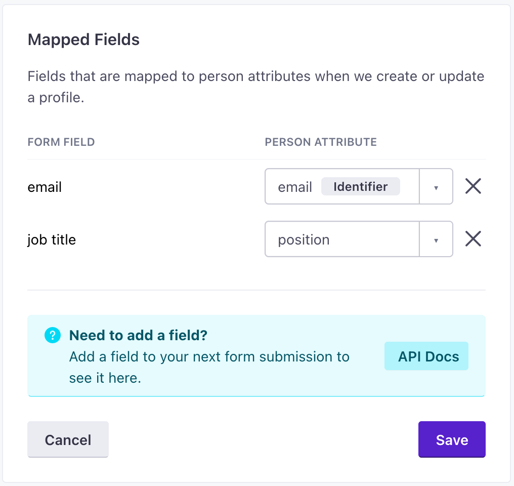 edit mapped fields for your form