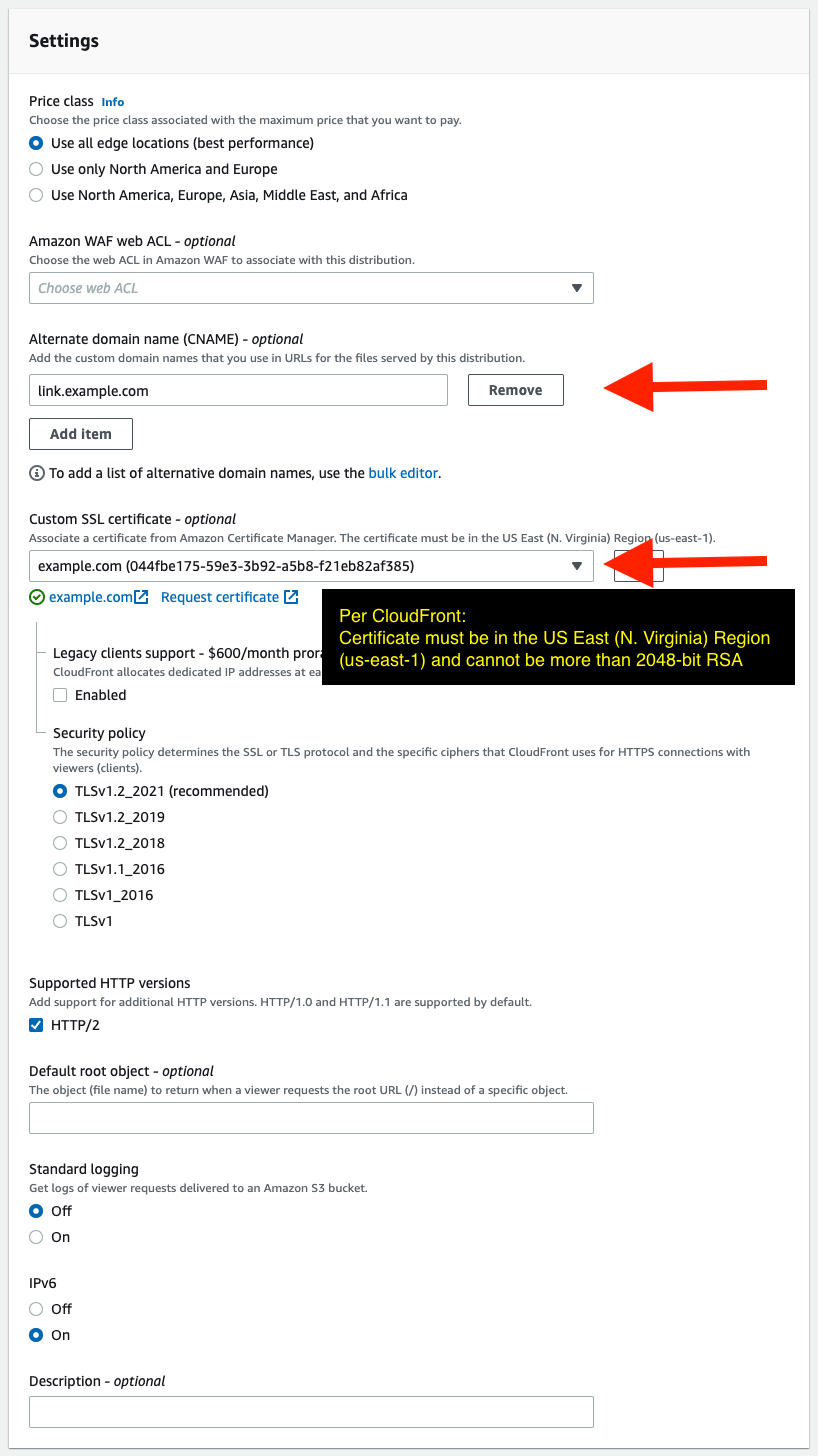HTTPS Links - CloudFront Distribution Settings