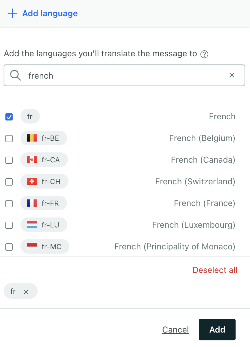 Add languages to your newsletter