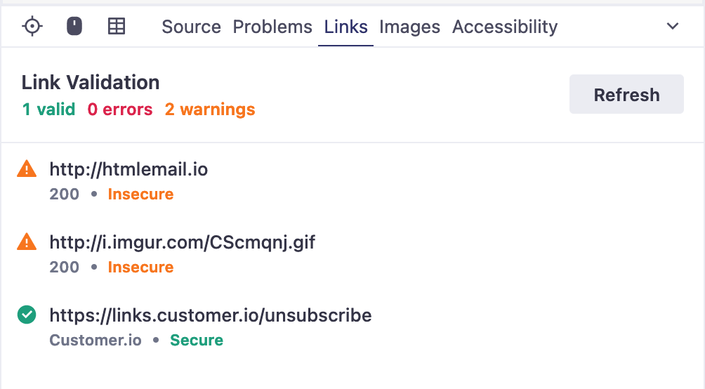 use the link validator to make sure your links are valid and secure