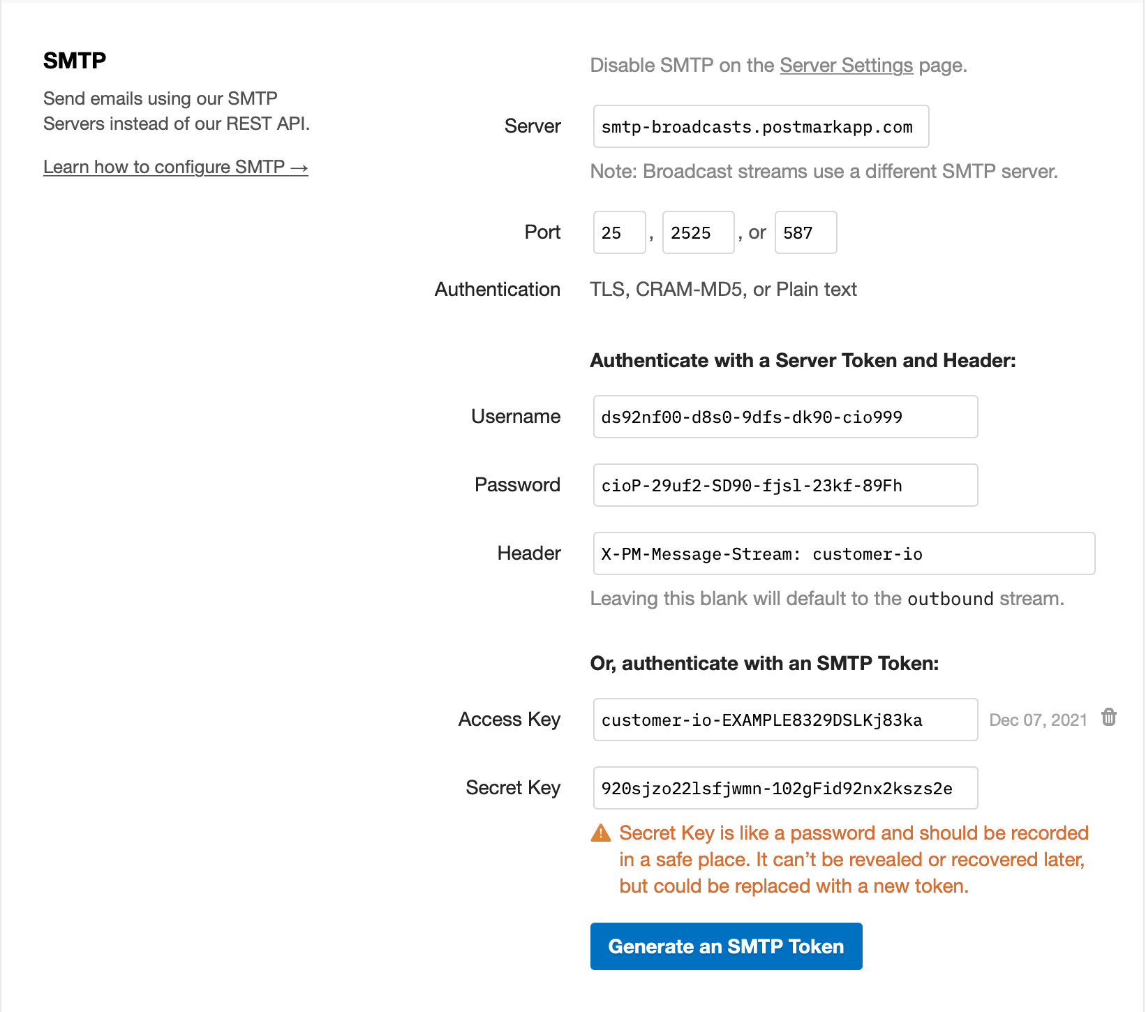 Find your SMTP credentials