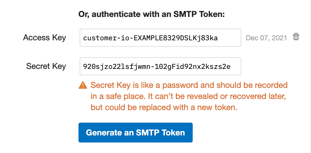 Generate an SMTP Token
