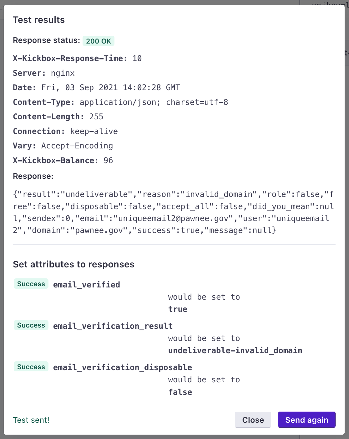 The API response preview, now with the attributes and the values they'd be set with