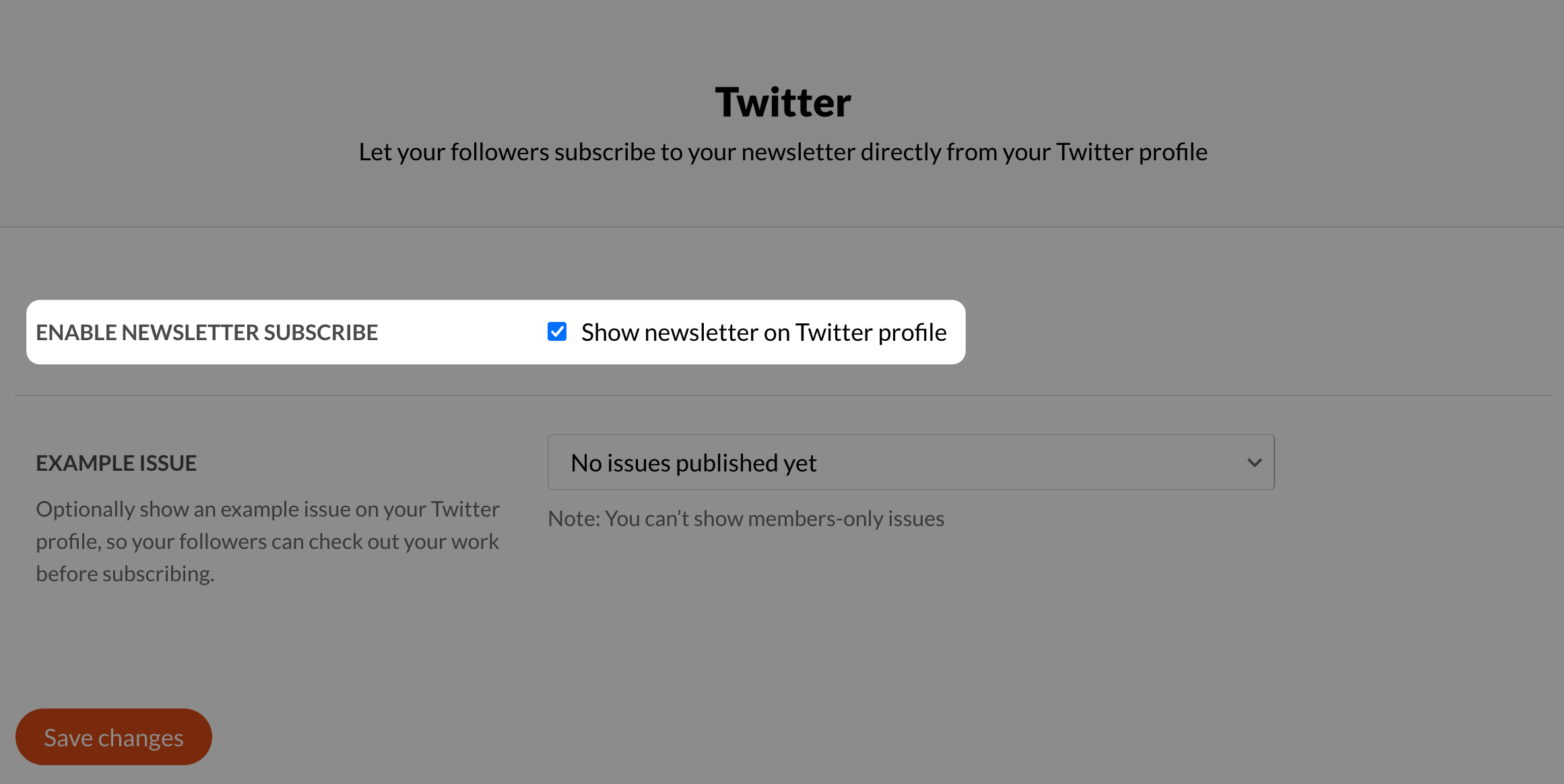 The GetRevue.co Twitter integration settings page with the desired setting highlighted