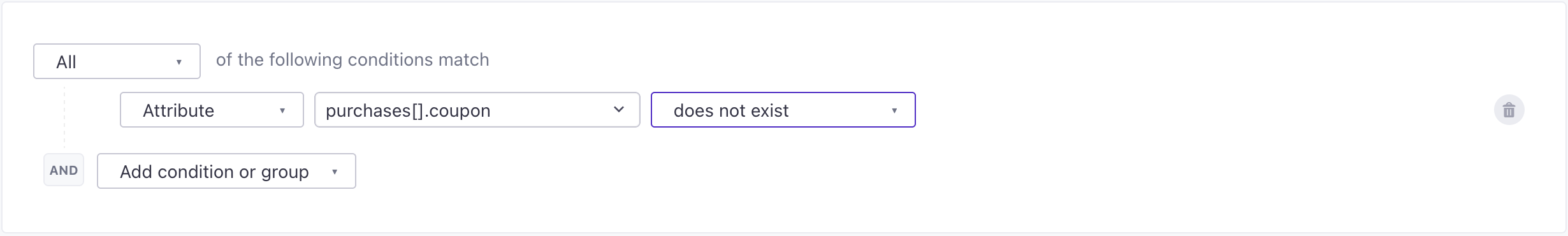 use the does not exist condition to check for an empty value