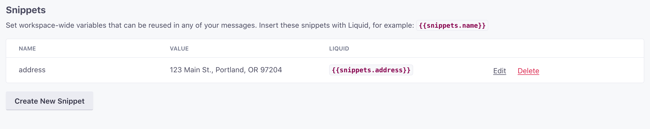 List Snippets
