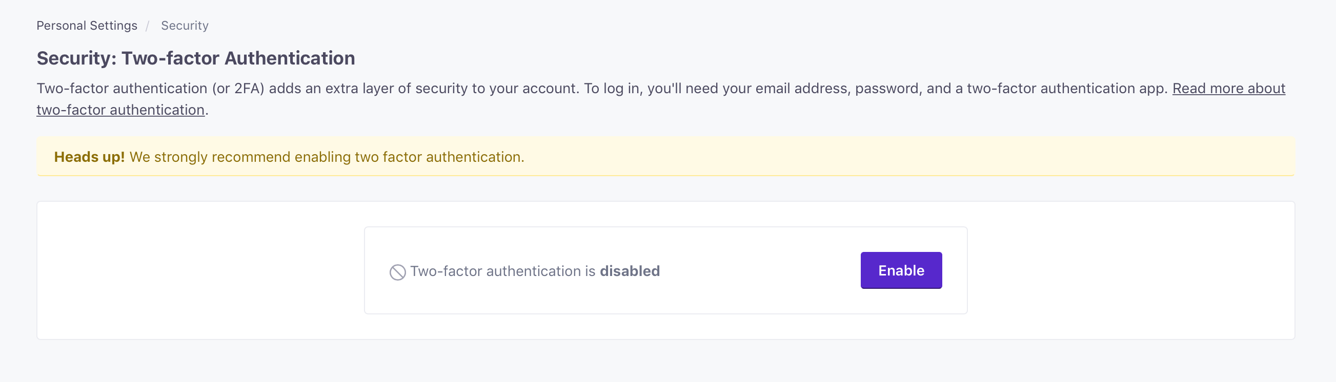 Two-factor Authentication disabled