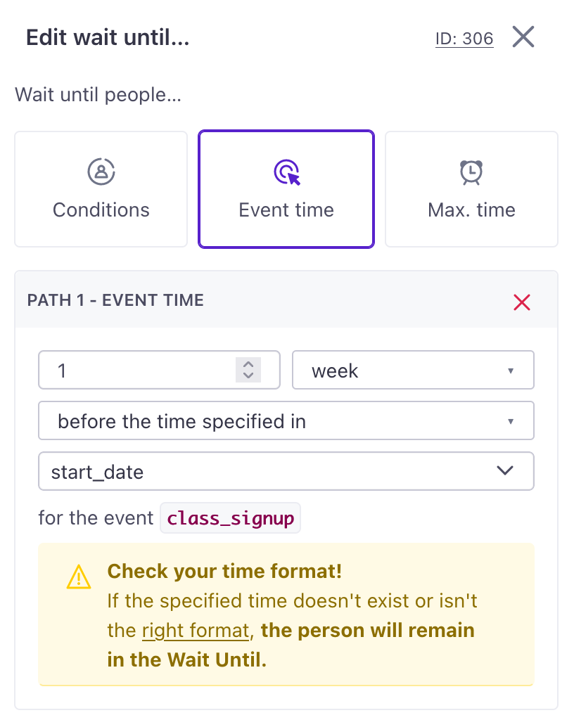 a wait until block with a condition based on an event called class-signup