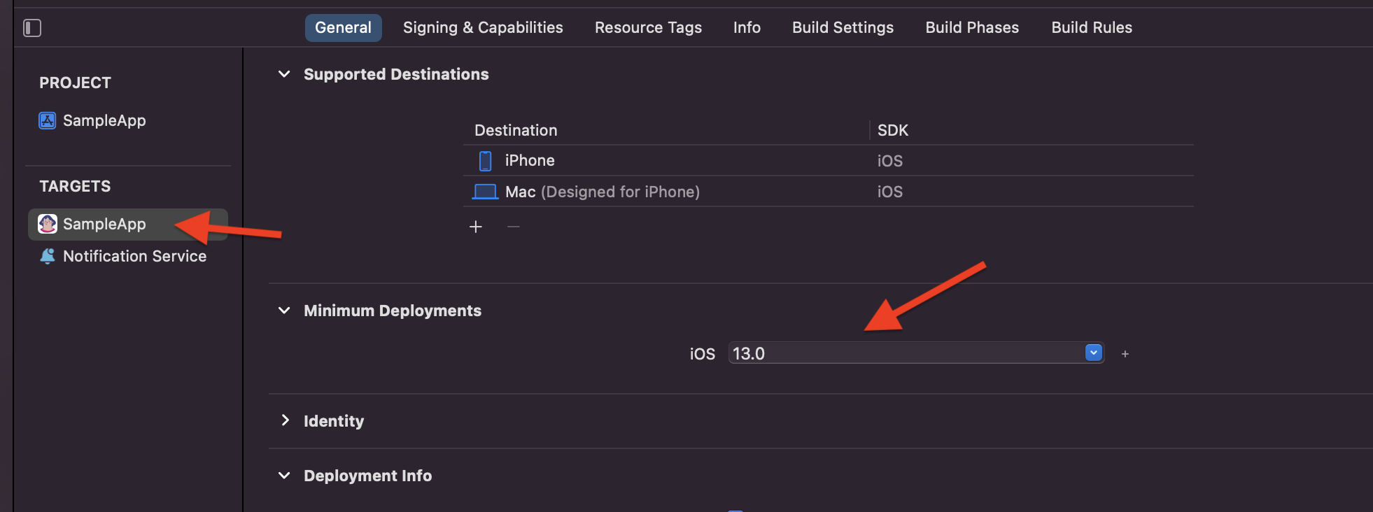 Set your iOS deployment target