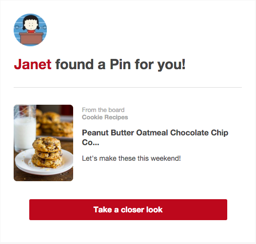 Pinterest new notification email