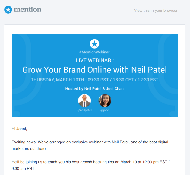Mention role-targeted webinar email