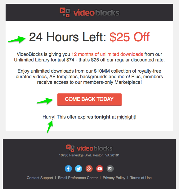 Videoblocks deadline email