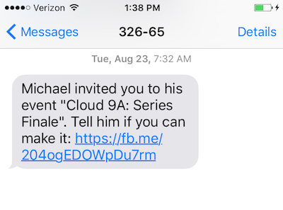 Great SMS Call-to-action example
