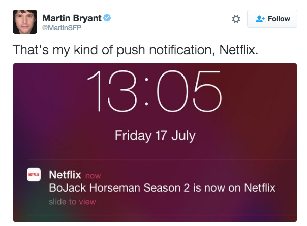 Netflix push notification