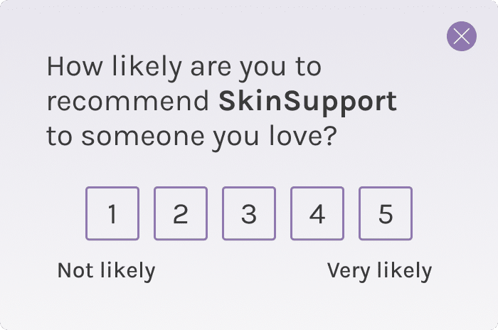 In-app surveys: fictional example from SkinSupport