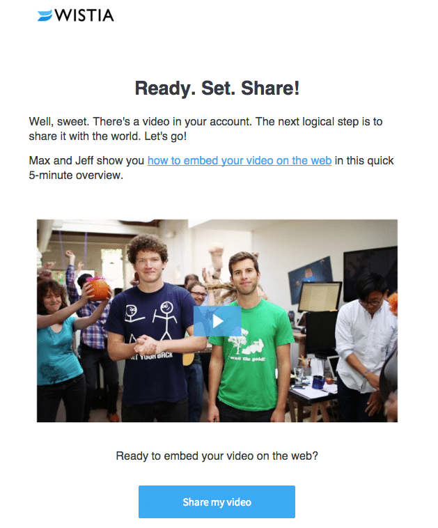 Onboarding email: Wistia