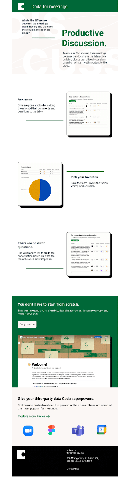 Onboarding email: Coda